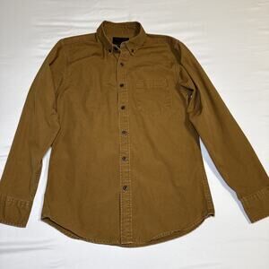 Filson Button Up Long Sleeve Golden Brown Work Shirt 100% Cotton Mens Size XS
